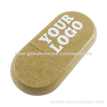 Wood Oval USB Stick with 16GB Storage Capacity, Supports Password Protection and Bootable Function